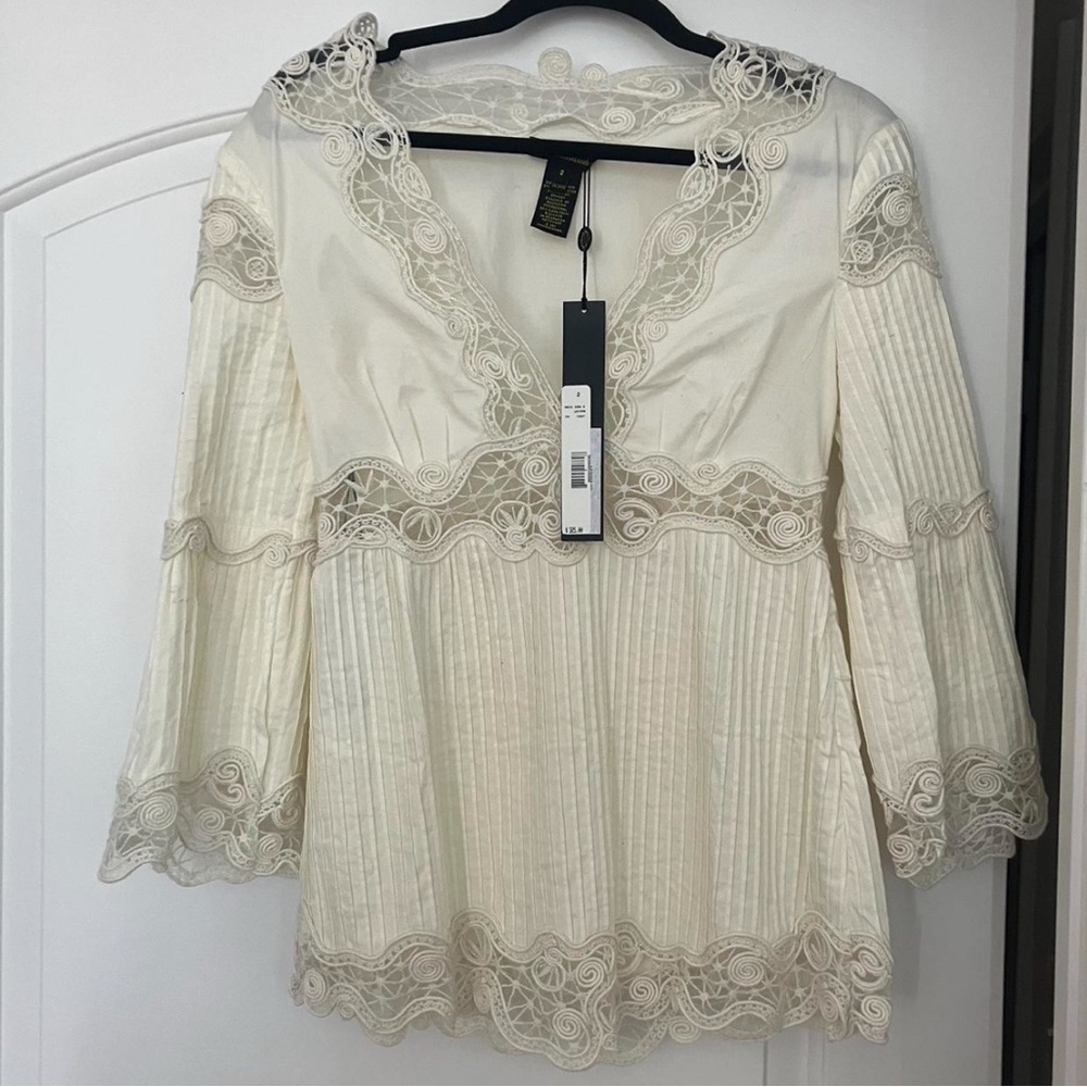 Stunning white detailed blouse by Catharine Malandrino size 2